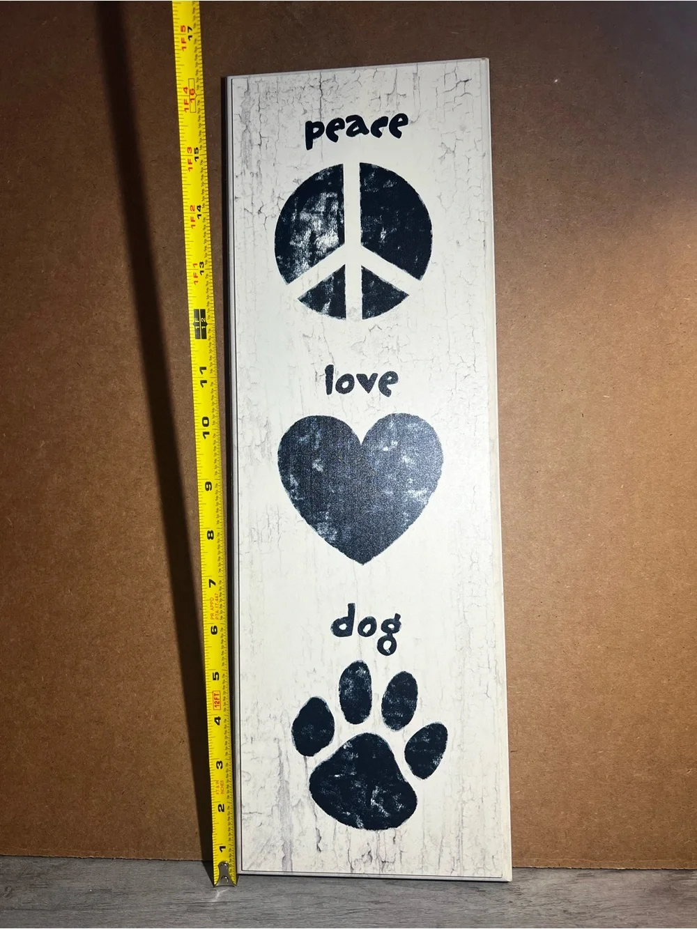 Peace Love Dog Vertical Wall Plaque